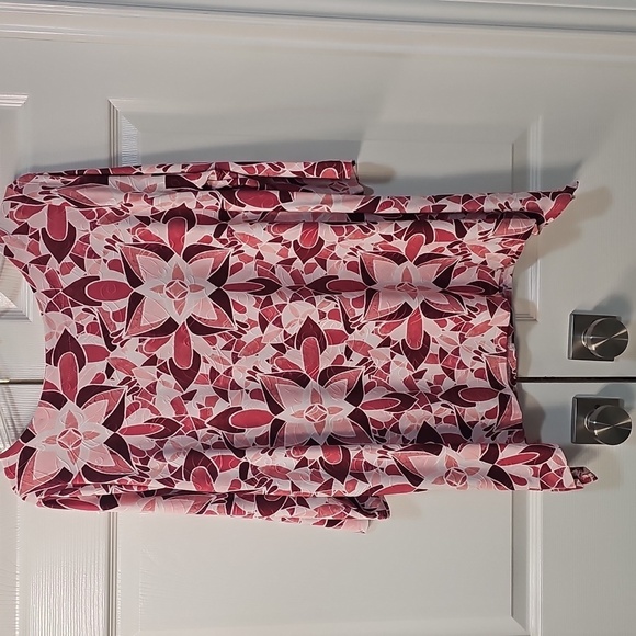 NWT JM Collection Floral Tile Jacquard Scoop Neck Ruby Slippers Tunic XL - Picture 2 of 9